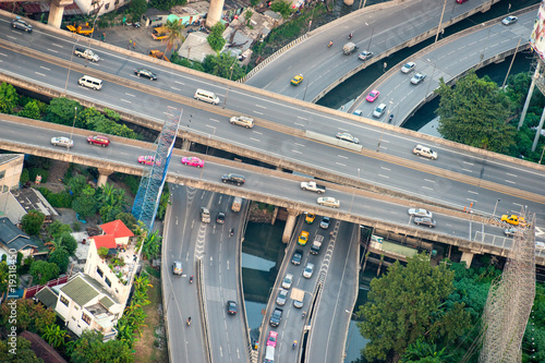 Photography Bangkok cityscape of highway traffic, Thailand..