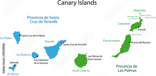 Colorful Canary Islands map