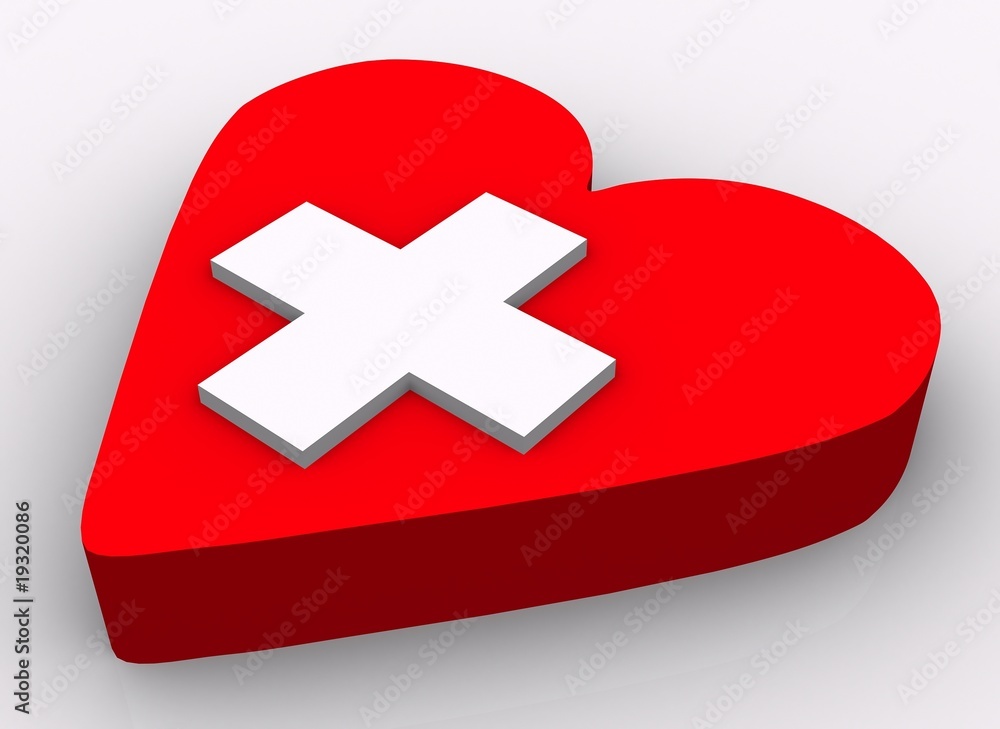 Concept - heart & cross on white background Concept - heart & cross on white background