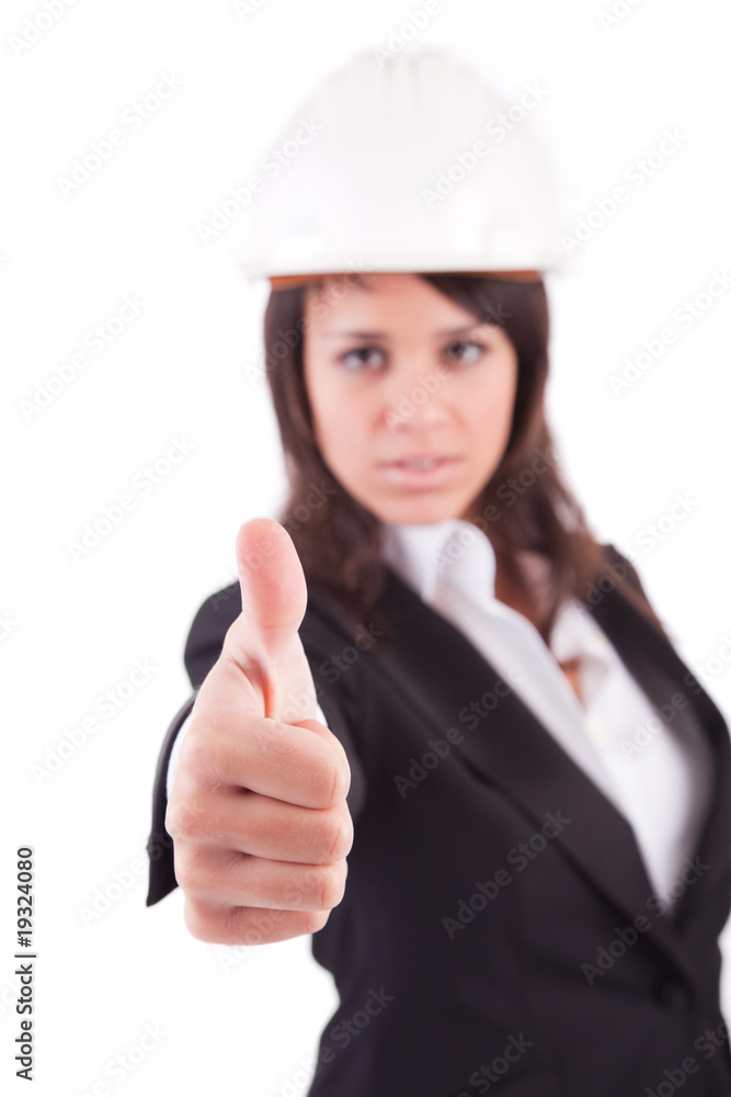Business woman showing thumb up Business woman showing thumb up