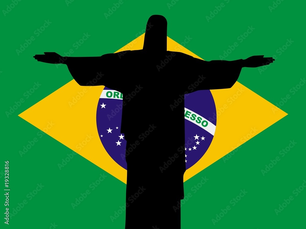 Silhouette Of Rio De Janeiro On Brazil Flag Background Stock Vector Adobe Stock