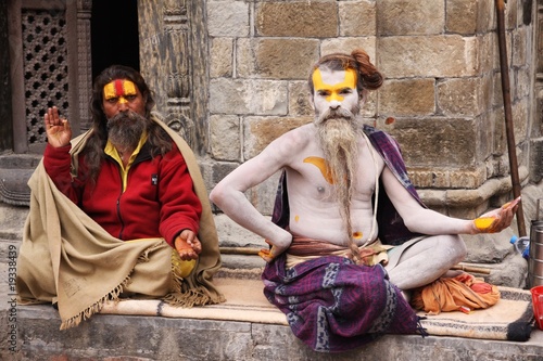 Tableau sur toile portrait de babas sadhu à Katmandou