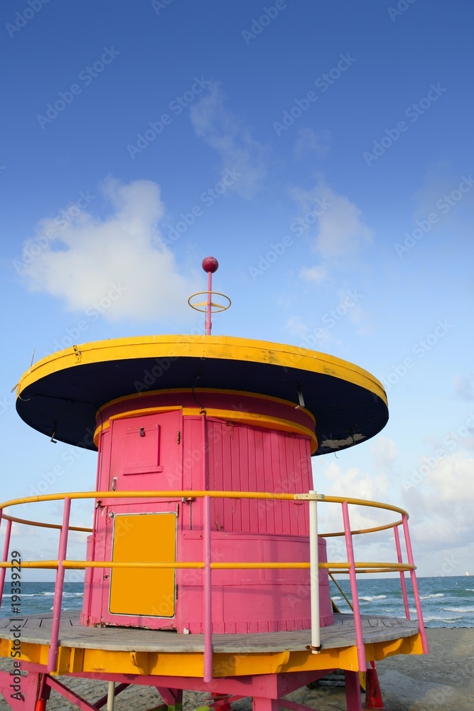 Miami Beach lifeguard colorful houses