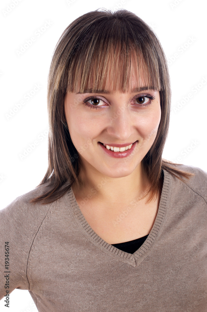 young female isolated on white