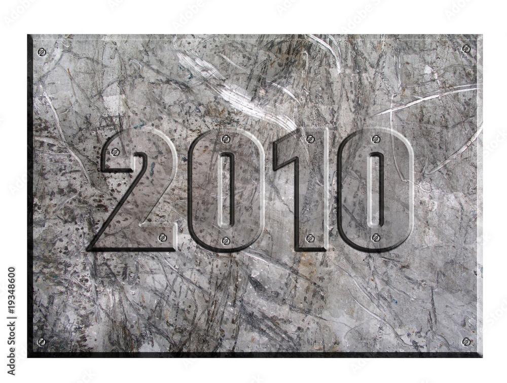 new year 2010 set on metal plate with rivet new year 2010 set on metal plate with rivet