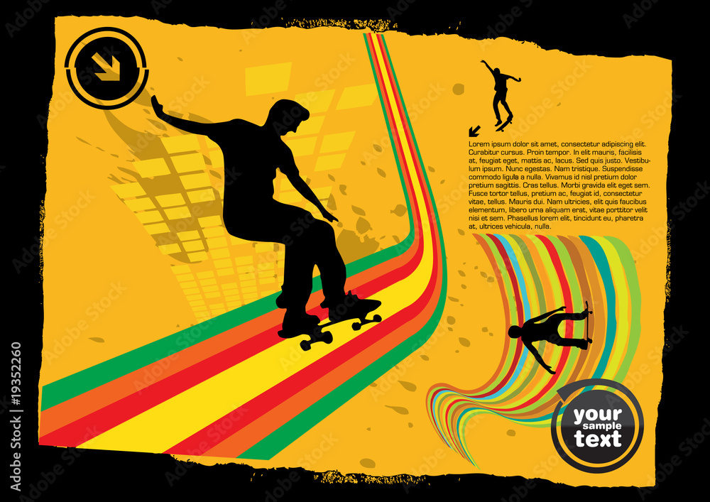 Obraz premium grunge skateboarding background
