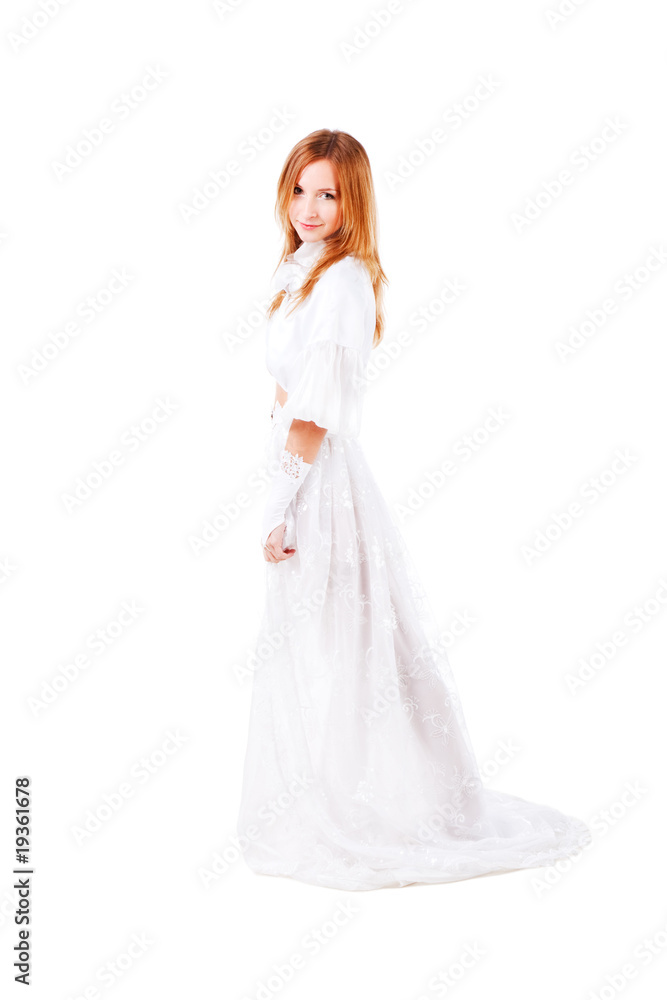 Young attractive girl in a wedding dress
