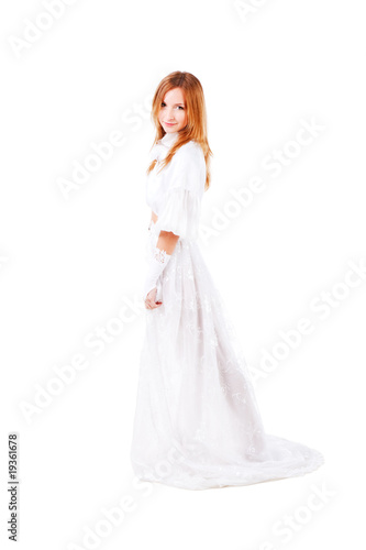 Young attractive girl in a wedding dress