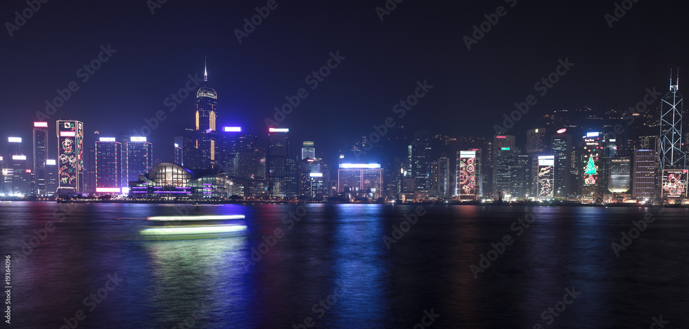 Hong Kong central district skyline at night