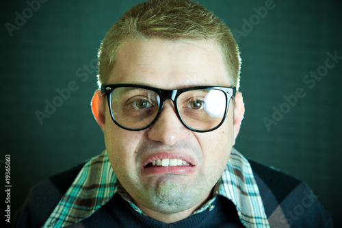 Canvas Print Portrait of the funny nerd guy