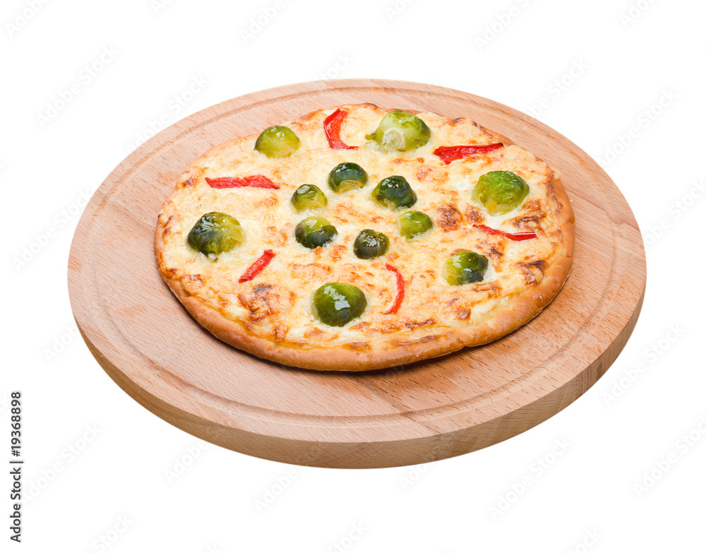 vegetable pizza with brussels sprouts