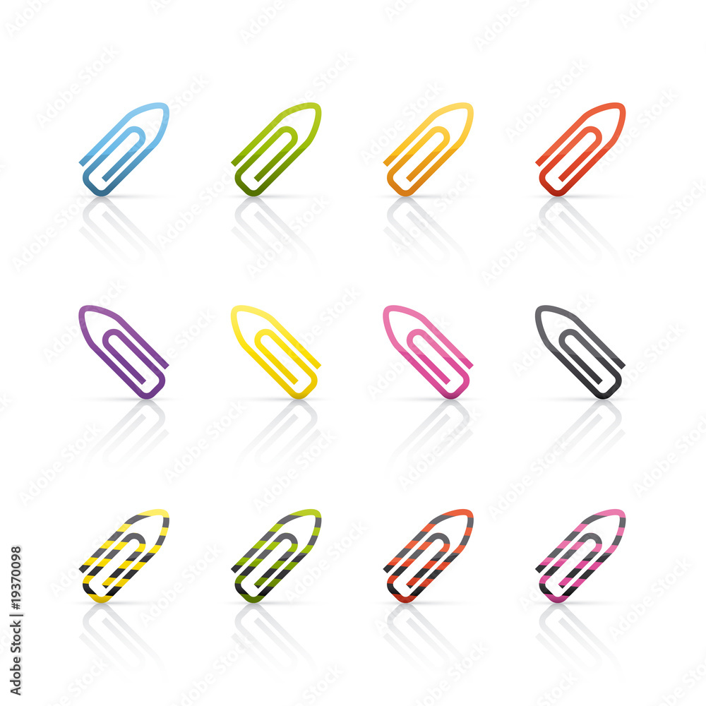 Icon Set - Colored Paper Clips Icon Set - Colored Paper Clips