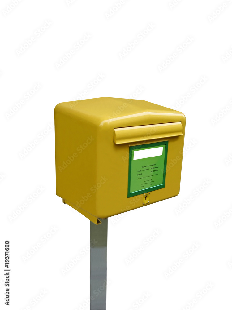 single mail post box, metal container, isolated on white single mail post box, metal container, isolated on white