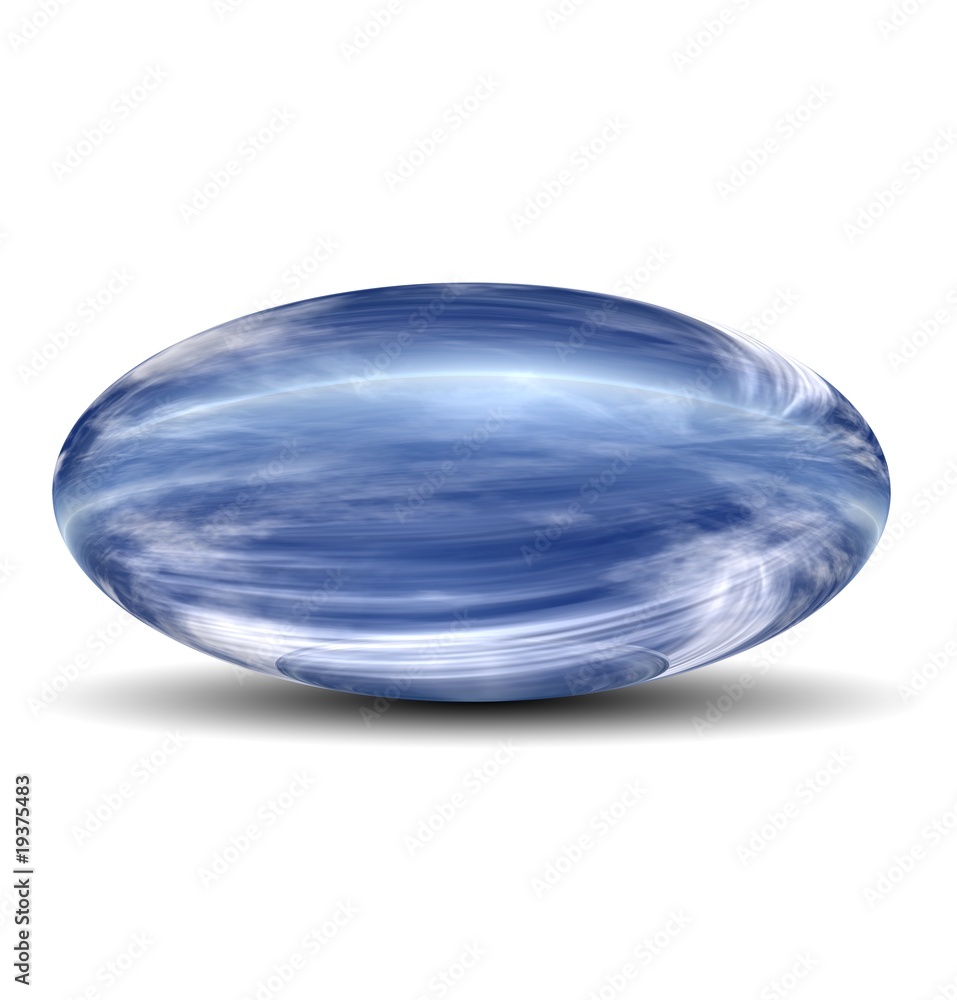 High resolution 3D blue glass ovoid High resolution 3D blue glass ovoid