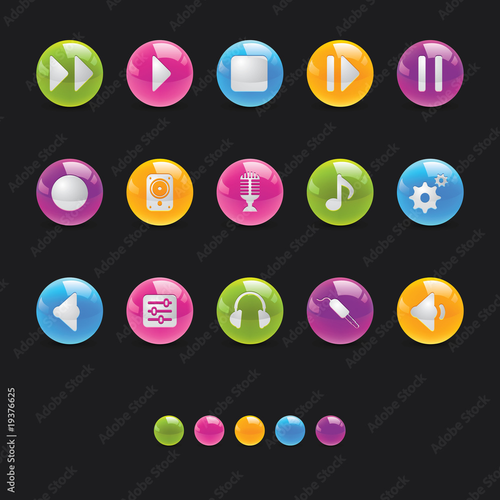 Glossy Circle Icons - Audio in Black Glossy Circle Icons - Audio in Black