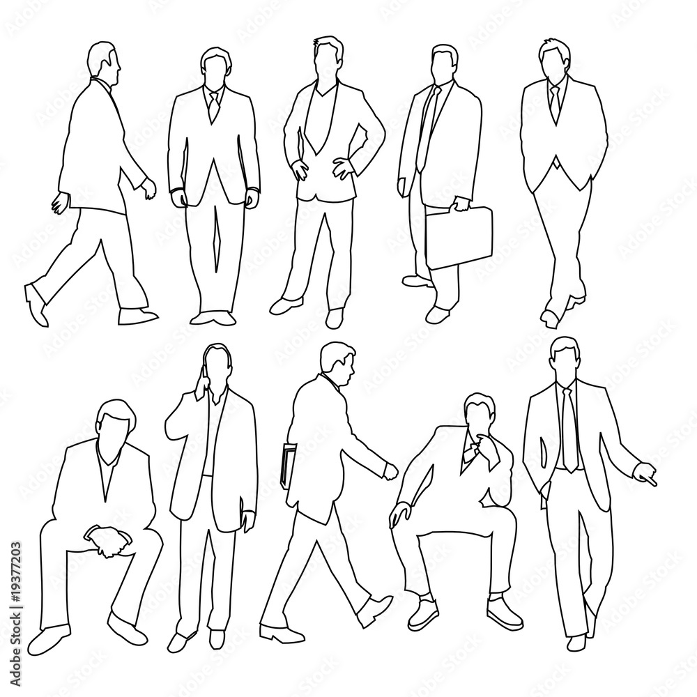 Men in Suits Line Style Set Men in Suits Line Style Set