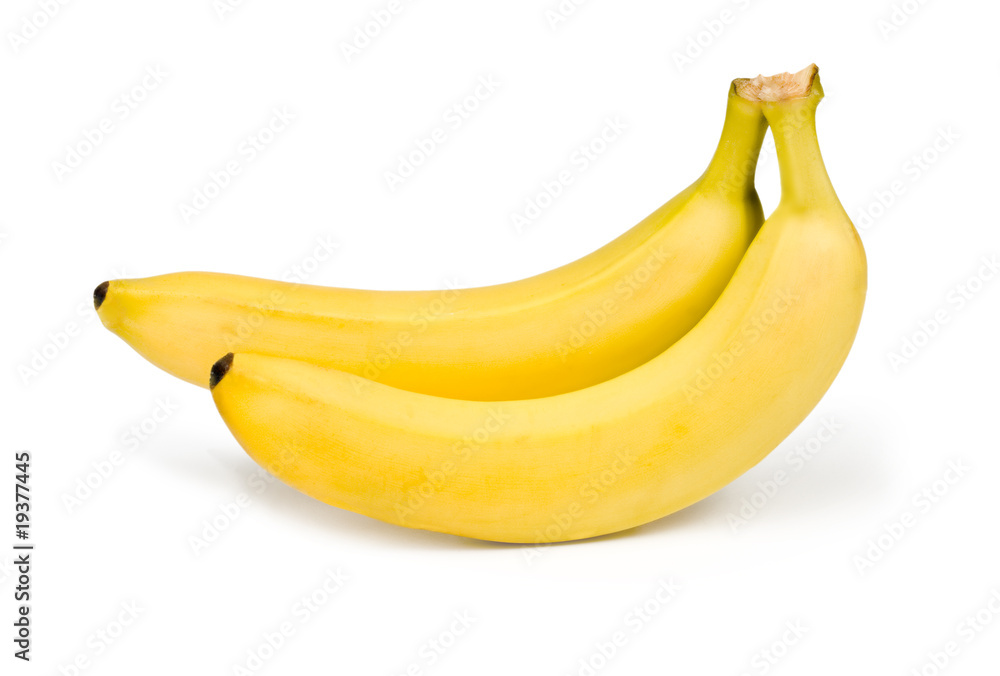 Two banana on white background