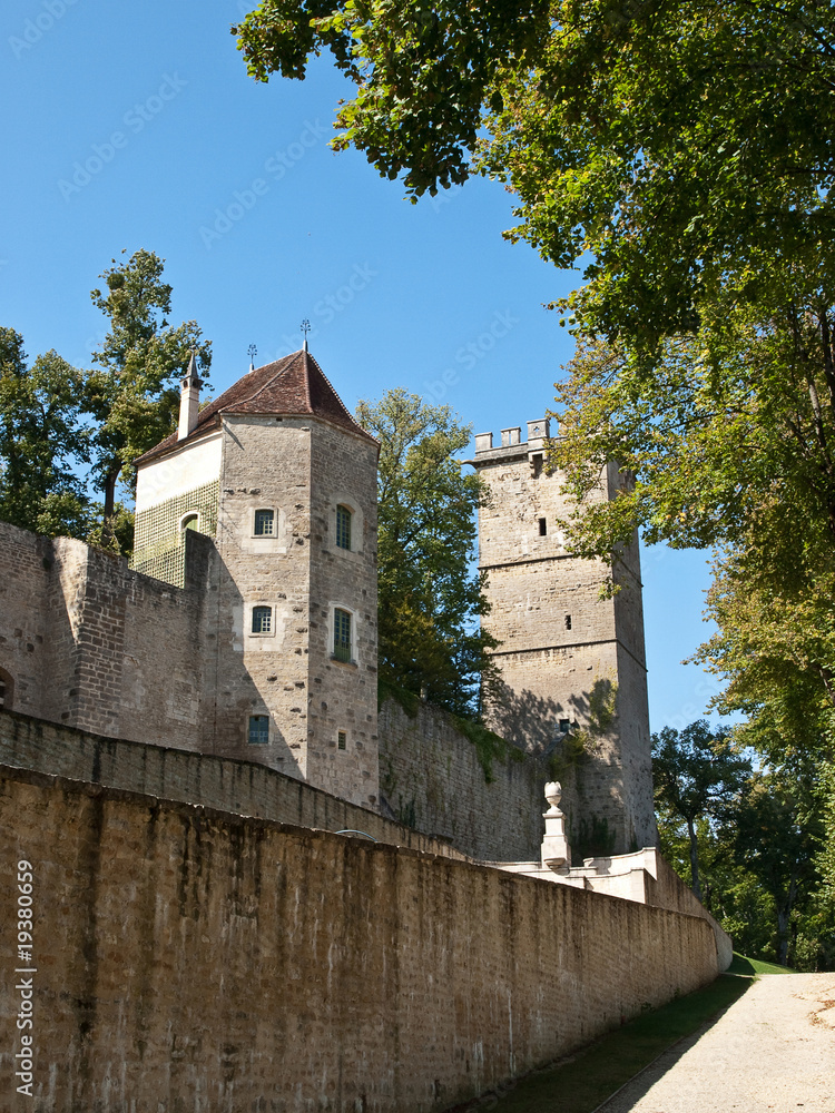 Old medieval french castle with two towers