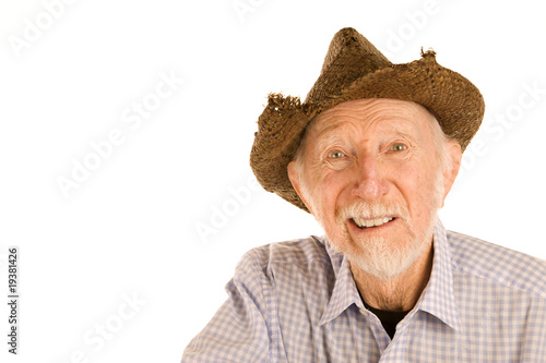 Senior man in straw hat