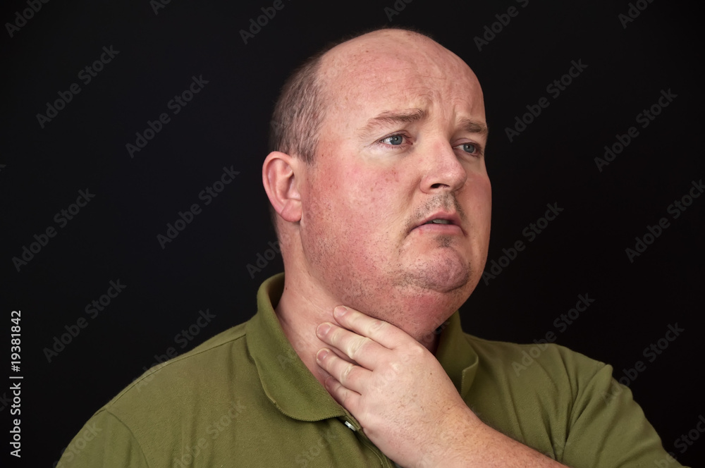 Obraz premium overweight male with a sore throat