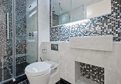 bathroom with mosaic tiles