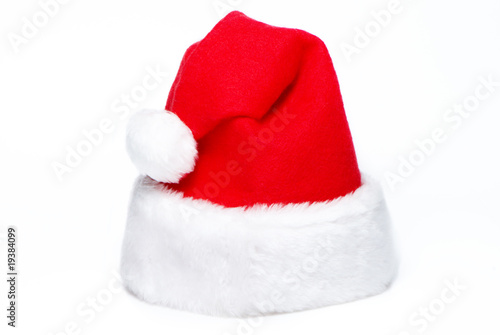 Red Santa Claus hat isolated on white