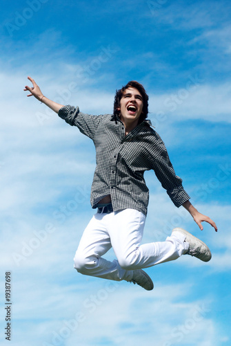 happy guy jumping