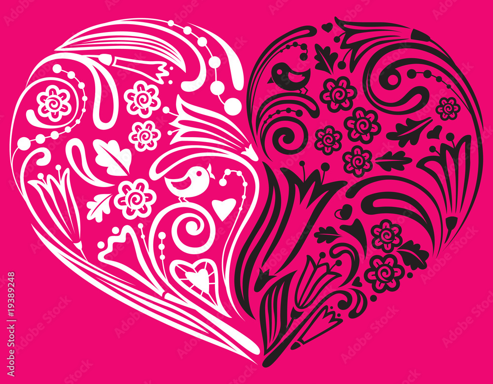 Floral heart shape, vector illustration Floral heart shape, vector illustration