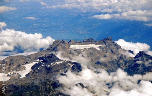 Vue aérienne lac Léman Suisse