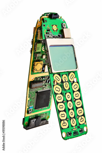 Digital mobile phone printed boards with lcd display.