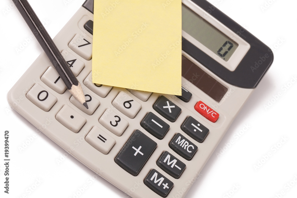 calculator,pencil and blank notepaper calculator,pencil and blank notepaper