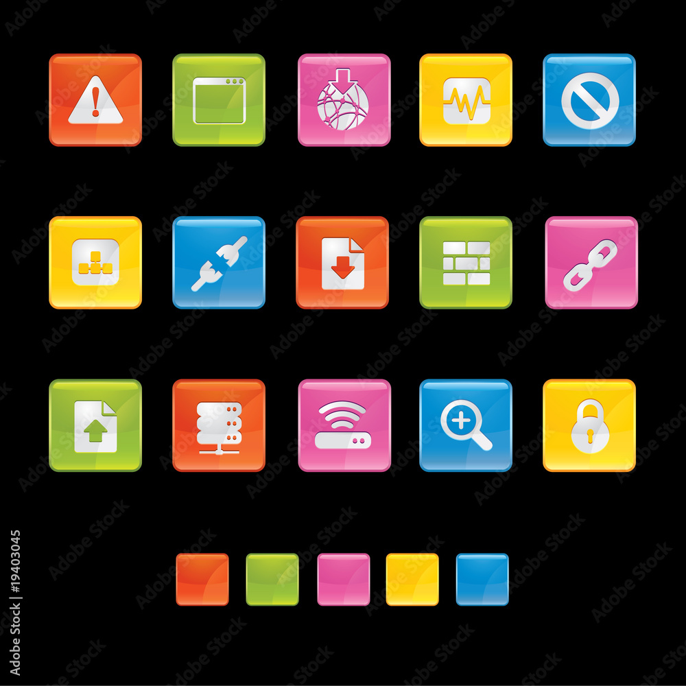 Glossy Square Icons - Web and Internet in Black Glossy Square Icons - Web and Internet in Black
