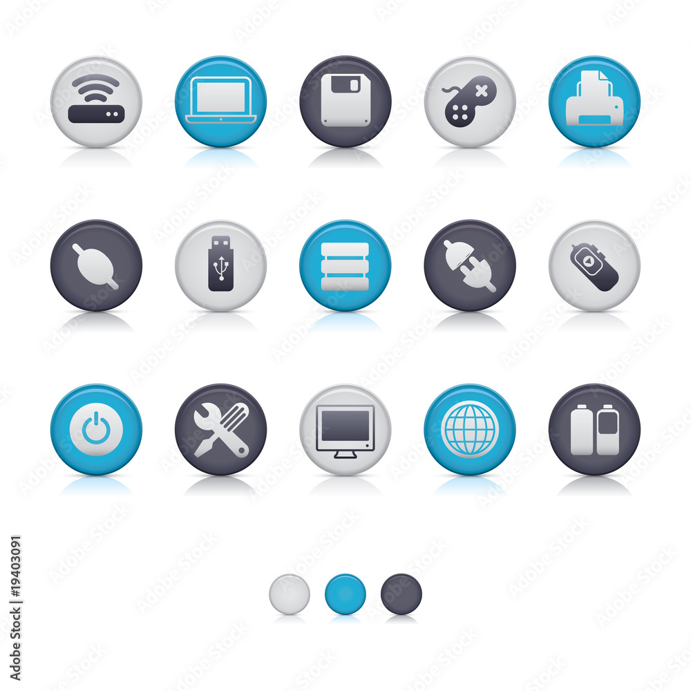 Matte Circle Icons - Computer Equipment Soft Matte Circle Icons - Computer Equipment Soft
