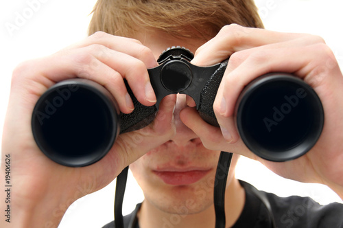 Εκτύπωση καμβά Man searching with binoculars