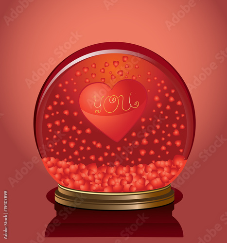 Valentine dome with hearts in it