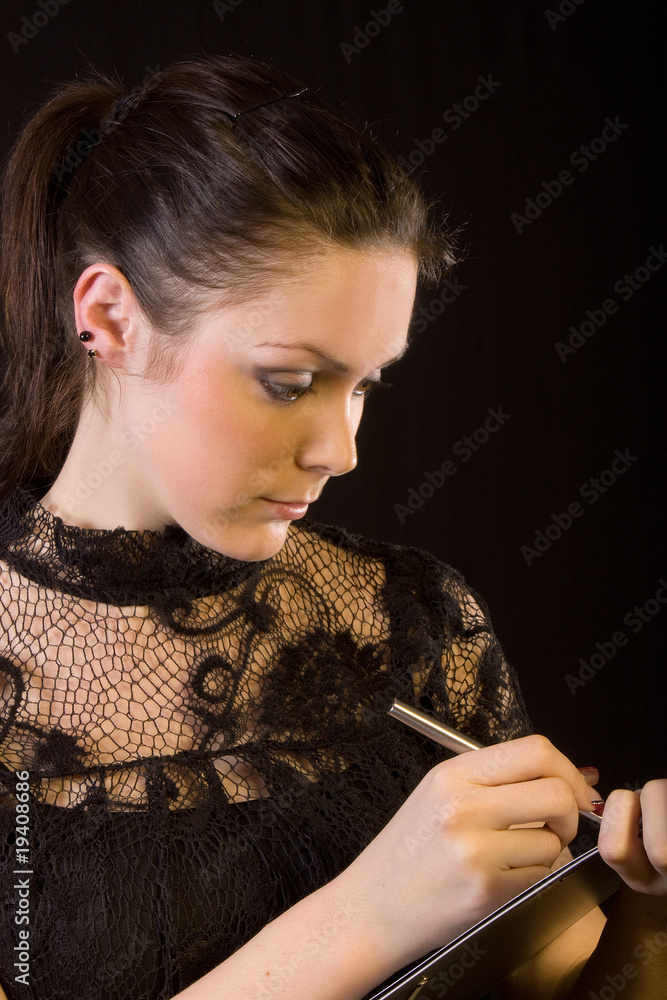 Obraz premium Assistentin schreibt mit