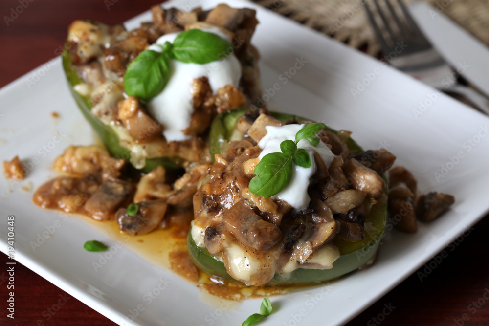 Stuffed peppers with mushrooms and cheese