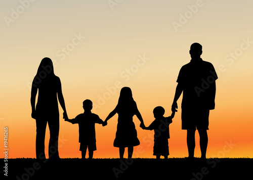 Family at Sunset vector illustration © Brocreative