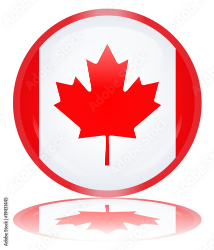 Canadian Round Flag Button (Canada Web Shiny Vector Reflection)