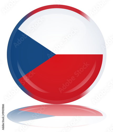 Czech Republic Flag Round Button (Czeck Česká Republika Vector)