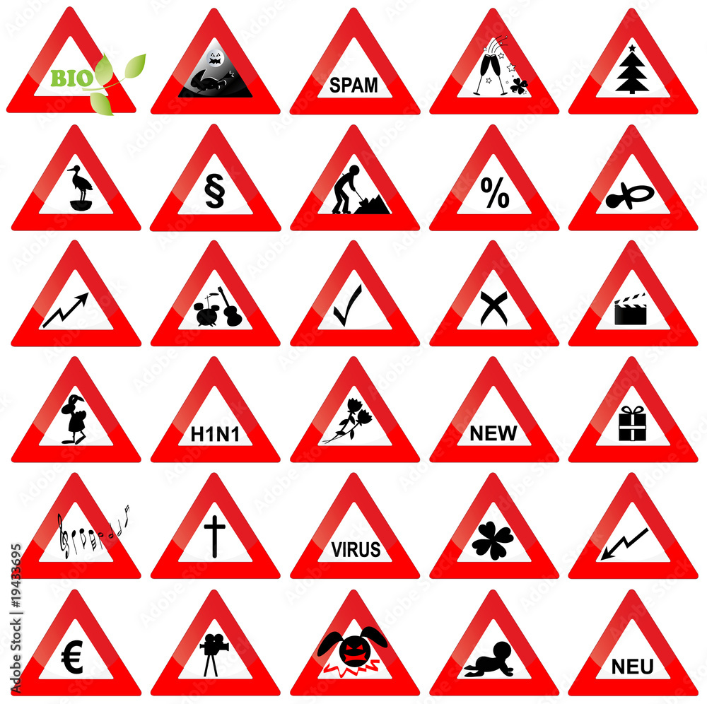 Schilder Achtung Set 001 - Stock - GamesAgeddon