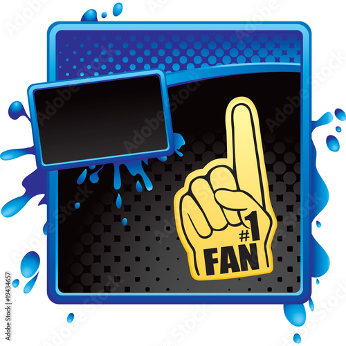 fan hand blue and black halftone grungy advertisement