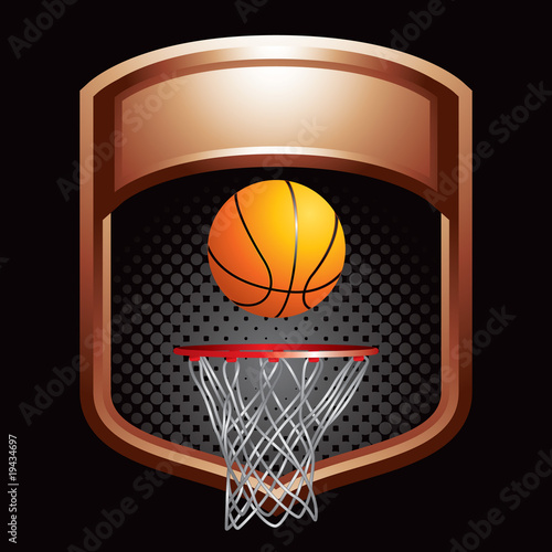 basketball hoop and ball shiny bronze display