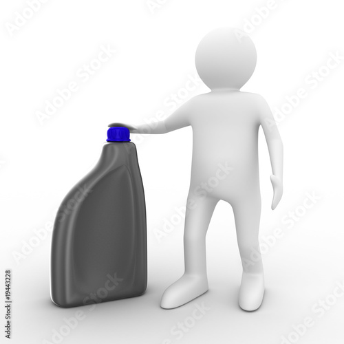 man with oil bottle on whit...