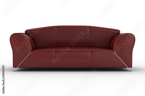 Isolated red leather sofa. ...