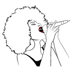 Handdoek met foto Muziekband Vector illustration of an afro american jazz singer  © Isaxar