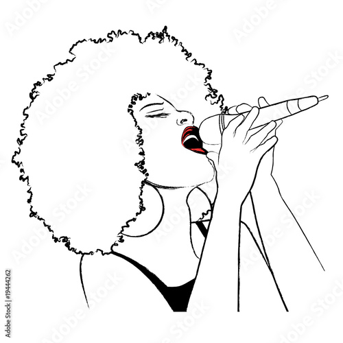 Vector illustration of an afro american jazz singer