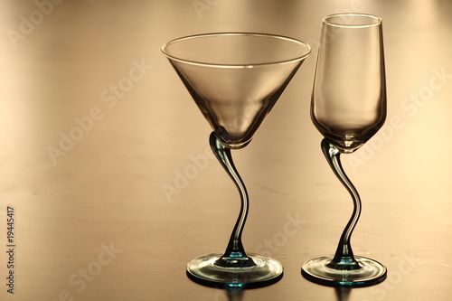 Two lonely glasses in twilight