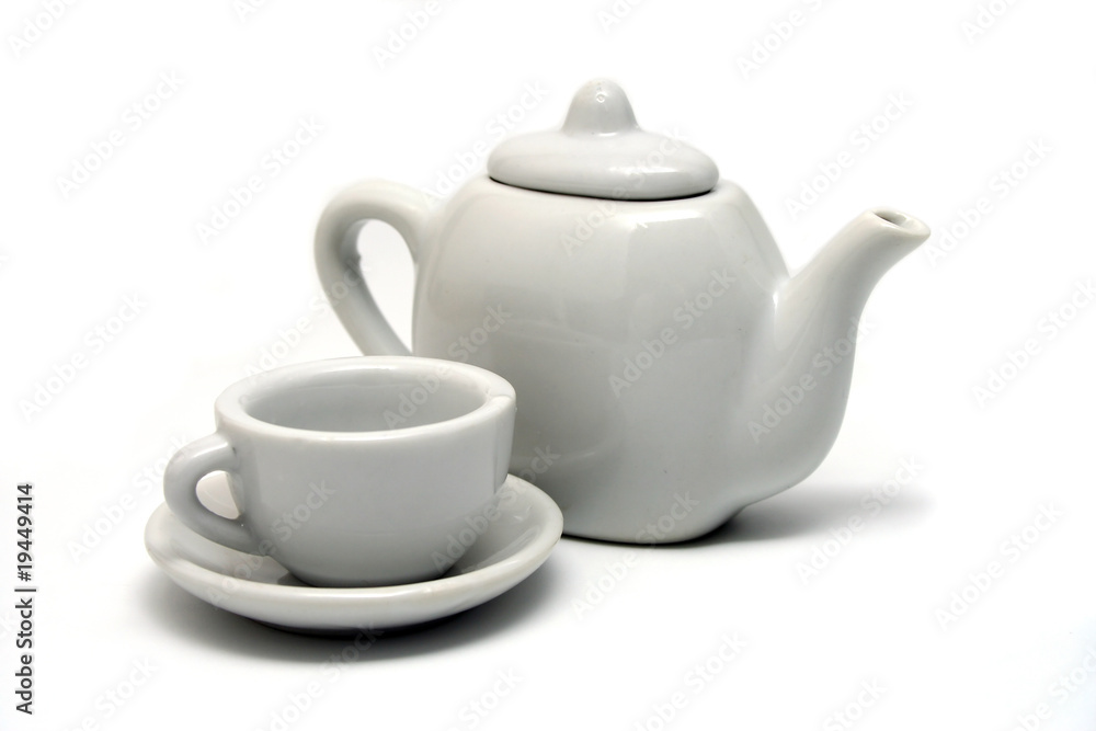 Isolated White Teapot and Teacup Isolated White Teapot and Teacup