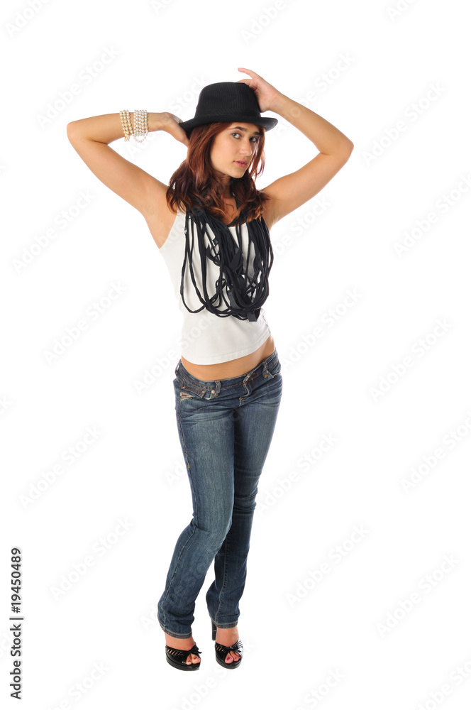 lovely young teen beauty on a white background lovely young teen beauty on a white background